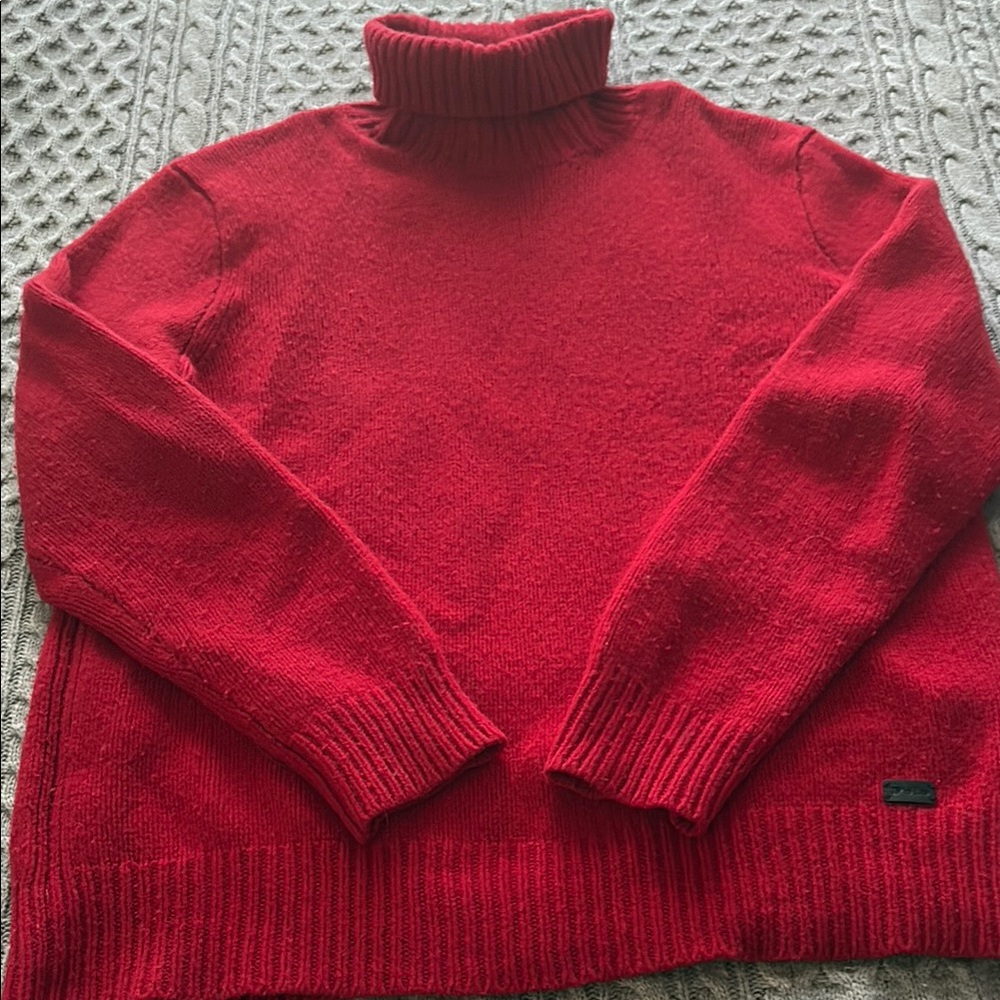 Polo by Ralph Lauren Red Turtleneck Sweater Knit Design